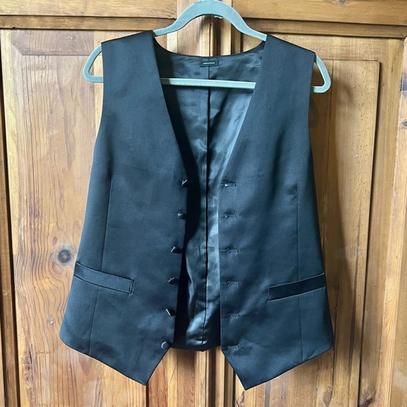 JF J.Ferrar Men's Black Satin Vest Size Medium Slim Fit Size Men’s Medium - Picture 3 of 11